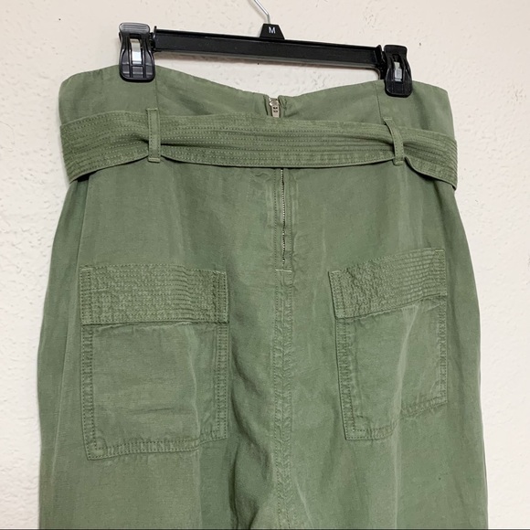 One Teaspoon Olive Green Paperbag High Waist Belted Pants Linen Cotton - Picture 5 of 8